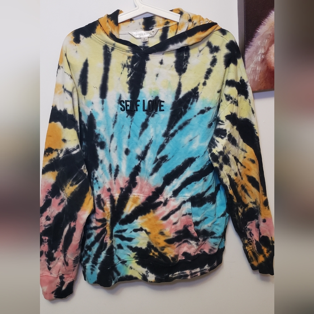 Tie-Dye 'Self Love' Hoodie Sweatshirt - Multicolor
